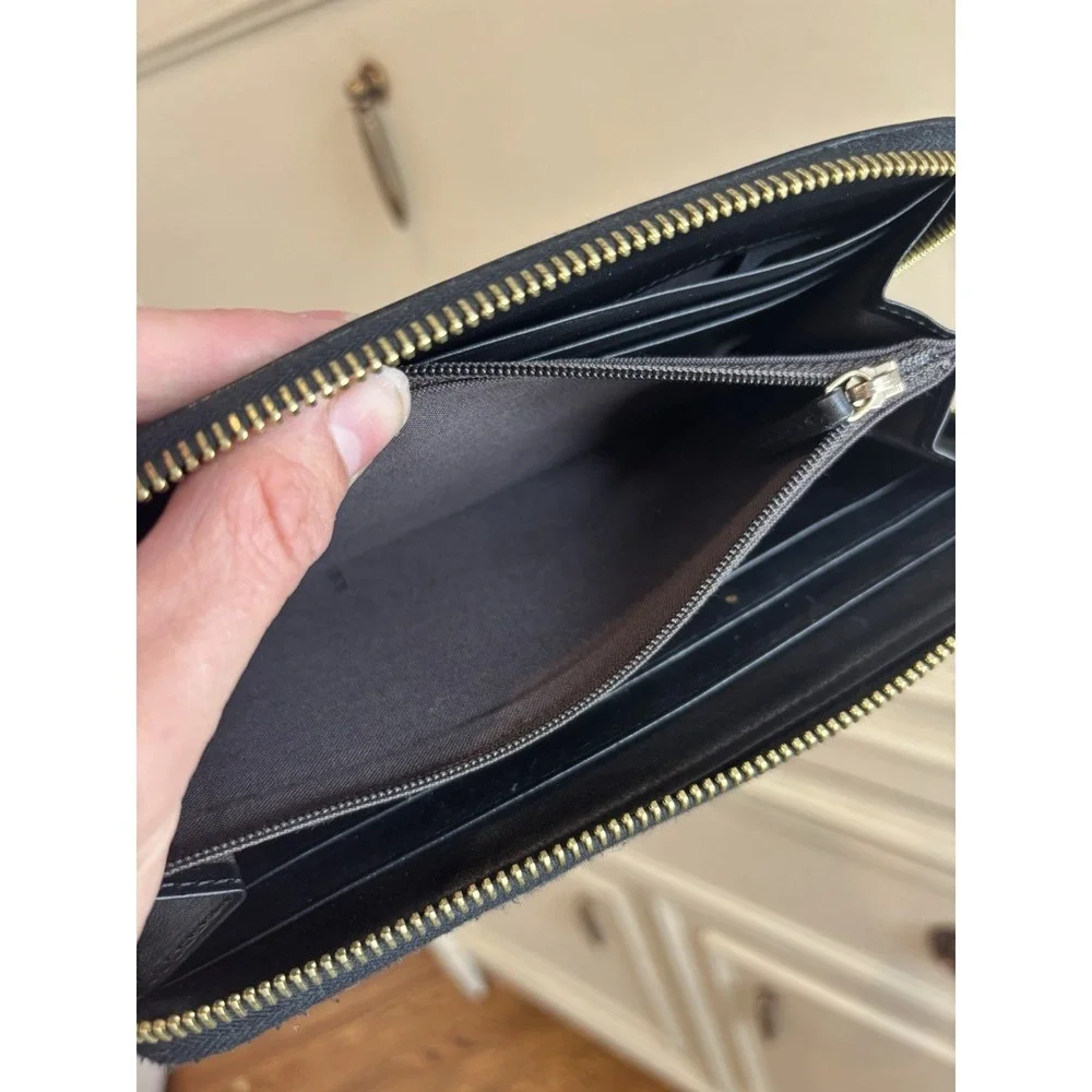 Fendi Pequin Canvas Continental Wallet Authentic EUC Zip Close Brown Made Italy - Picture 11 of 14